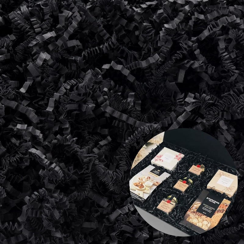 WUINOID Valentines Black Crinkle Cut Paper Shred Filler for Gift Baskets Box Bags, Shredded Paper Grass for Halloween Father's Day Easter Christmas Holiday Packaging Wrapping - Image 1